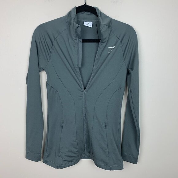 Gymshark Full Zip Grey Mock Neck Sweatshirt - Size XS - Picture 1 of 7